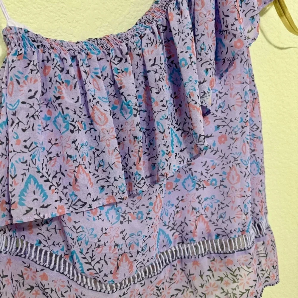Saylor Purple Floral One Shoulder Top M